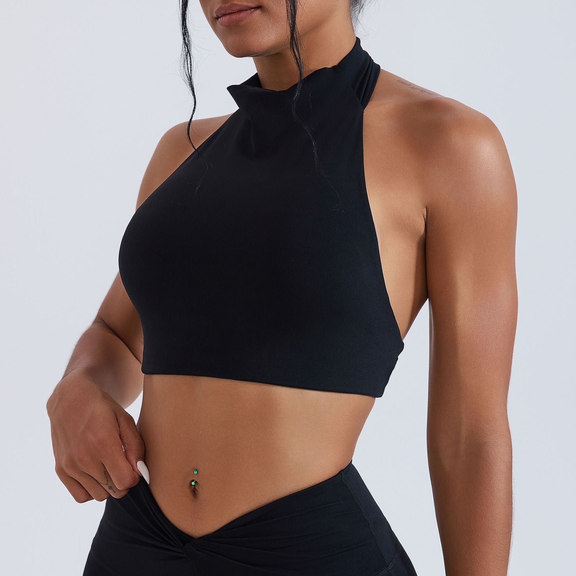 Womens High Waist Yoga Set with Open Back