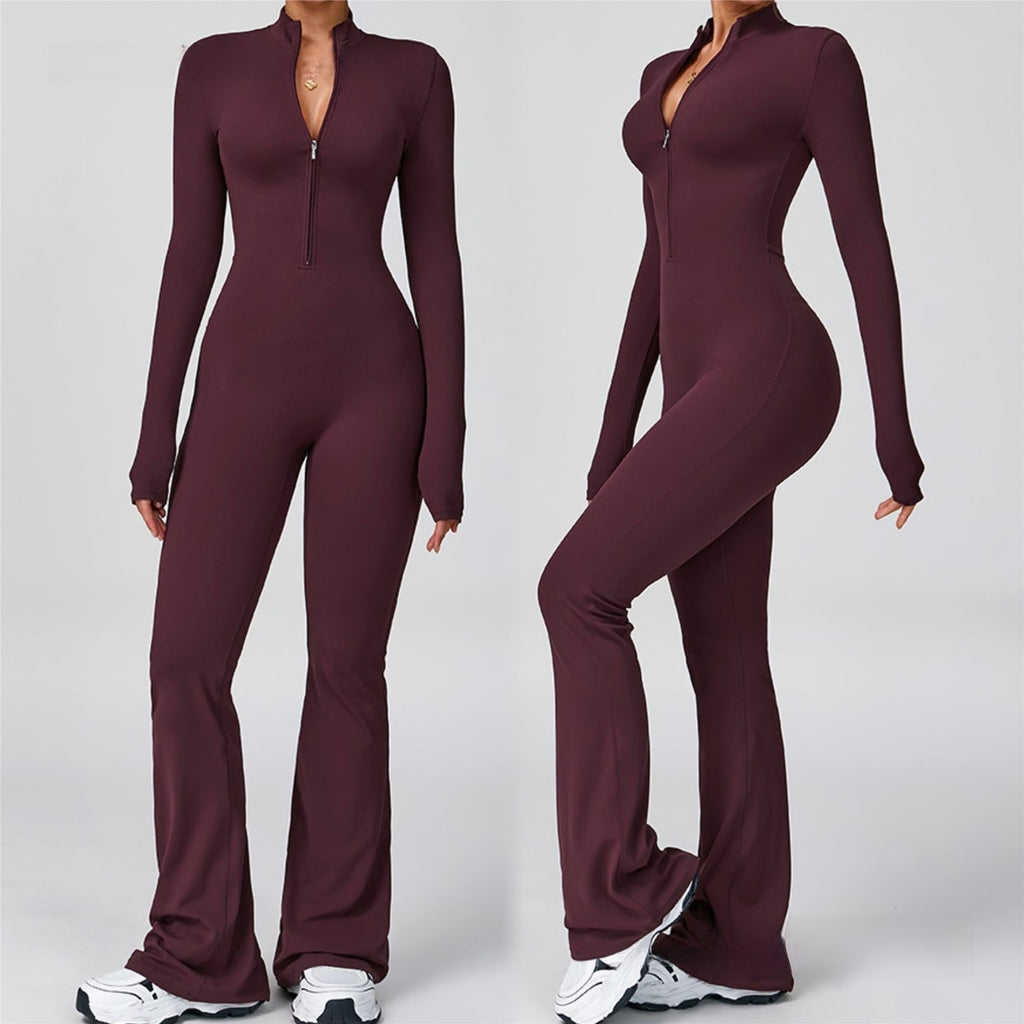 ZORY™ SculptFit Zip Flare Jumpsuit